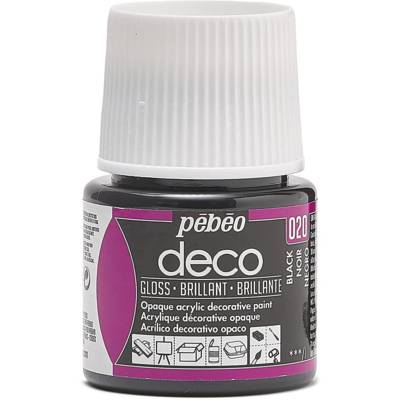 Flacon 45ml Peinture Deco Acrylique Brillante NOIR PROFOND - PÉBÉO