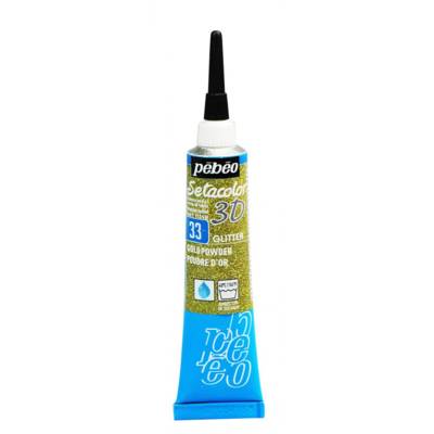 Tube 20ml Peinture Tissu Setacolor 3D Effet Pailleté Poudre D'or
