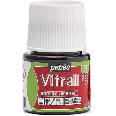 Flacon 45ml peinture VITRAIL transparent Rouge - PÉBÉO