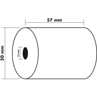 Lot de 10 Bobines papier thermique 55g 57x50x12mm 28 m
