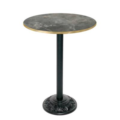 Mange-debout pied noir Ø70cm pierre metallisee chants laiton - intérieur - RestooTab