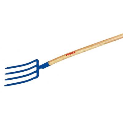 Fourche à bêcher 4 dents manche en bois triangulaire 30cm - Gedimat - REVEX