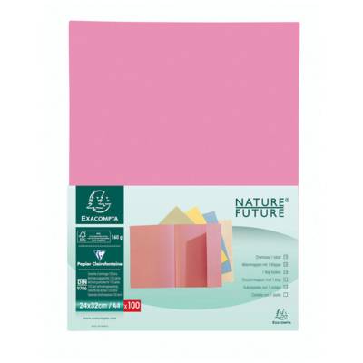 Paquet 100 chemises Jura 160 1 rabat Rose - EXACOMPTA