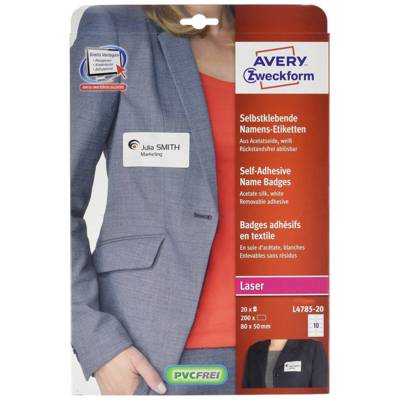 Boite de 200 badges adhésifs en tissu blanc 5x8 cm