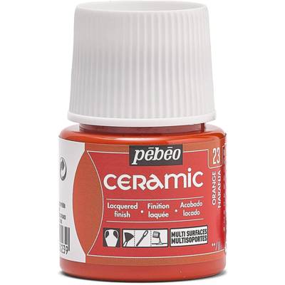 Flacon 45 ml peinture CERAMIC faïence et multi support ORANGE - PÉBÉO