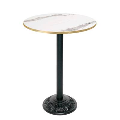 Mange-debout pied noir Ø70cm marbre blanc chant laiton - intérieur - RestooTab