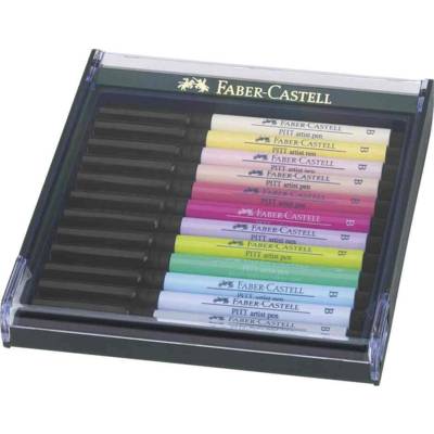 Etu de 12 Feutres PITT artist pen Pointe Brush Assortis Pastel - FABER-CASTELL