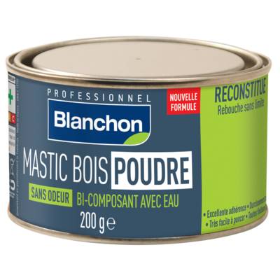 Mastic bois poudre bi-composant avec eau chêne clair - Gedimat - BLANCHON