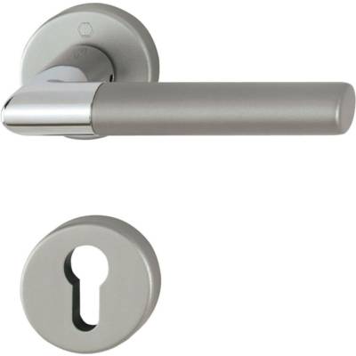 Ensemble de poignées LECCE alu finition chromé aspect inox mat clé I 35 - Gedimat - HOPPE