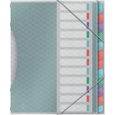 Trieur Colour'Ice A4 PP 12 compartiments 3 rabats Transparent