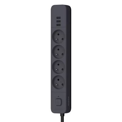 Multiprise 4 prises + 3USBA QUARX 1,5M+ interrupteur - noir - Gedimat