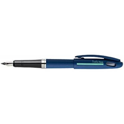 Stylo plume Tradio, corps sport chic Bleu foncé/bande menthe, encre Bleue