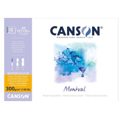 Bloc Collé Petit Coté 12 Feuilles Papier Dessin Montval A3 300g Aquarelle - CANSON