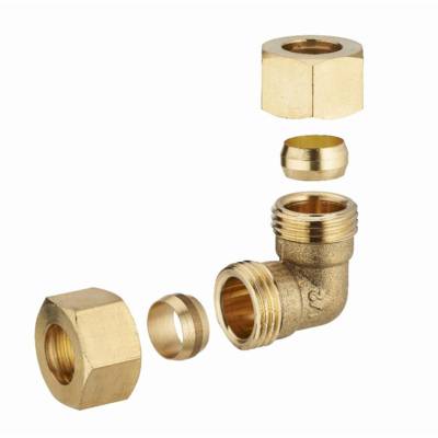 Coude laiton bicone égal pour tube cuivre NOYON & THIEBAULT - Ø 14 mm - 612-14L1