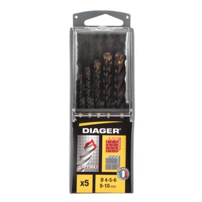 Foret béton 3 taillants OPTIMA 3 D4/5/6/8/10 - coffret de 5 pièces - Gedimat - DIAGER