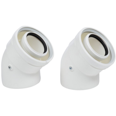 Coude ventouse diamètre 60/100 de 45 degrés - 2 pièces - ATLANTIC - 074294 - Maxoutil