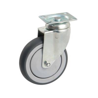 Roulette pivotante à platine rectangulaire AVL - Roue caoutchouc Ø 125 - Charge 100 kg - 550833O - Maxoutil