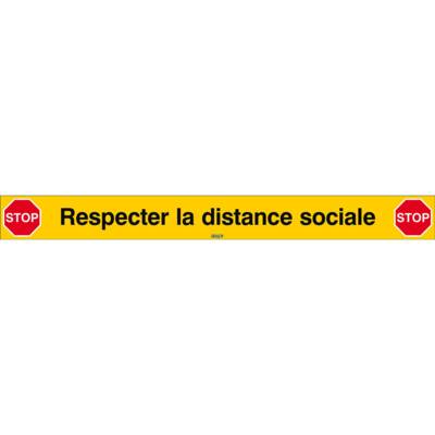 Signe de sécurité adhésif Respecter la distance sociale Rectangle 80 x 800 mm