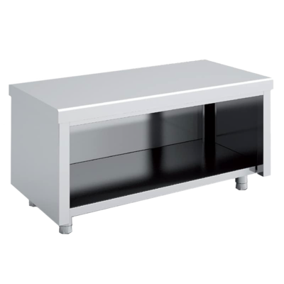 Meuble neutre en inox avec plan de travail et baie ouverte - MBNLM