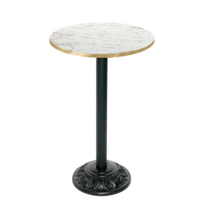 Mange-debout pied noir Ø60cm calacatta chants laiton - intérieur - RestooTab