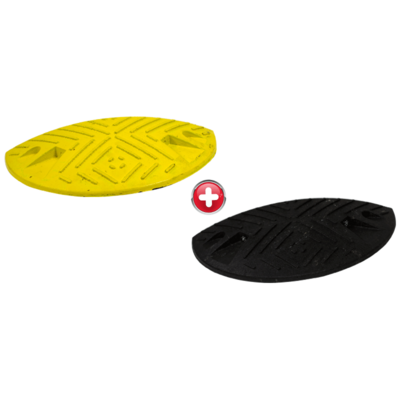 Kit de 2 modules 1/2 rond de ralentisseur - 215 x 430 m - H 60 mm - Jaune + Noir - NOVAP - 8003098 - Maxoutil