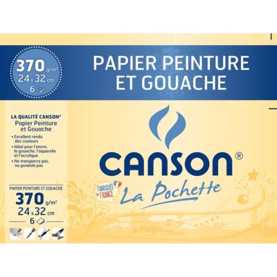 Pochette 6 Feuilles Papier Peinture et Gouache 320 x 240 mm 370g