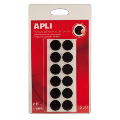 Pastilles auto-agrippantes adhésives noires Ø 19 mm