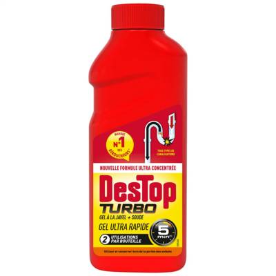 Gel désinfectant et déboucheur canalisation Turbo 5 min - 2 doses - 500ml