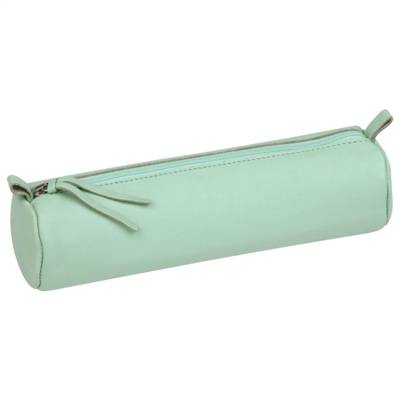 Trousse CUIR TEINTÉ Diam 5,5 x 22 cm Vert pistache