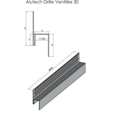 Grille ventillée ALUTECH - 30 x 19 mm L.3 m - Gedimat - KAYCAN NATURETECH