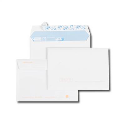 Paquet de 50 enveloppes blanches C6 114x162 90 g précasées bande de protection