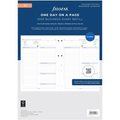 Rechage pour agenda A4 Jour par page - multilingue - 2025