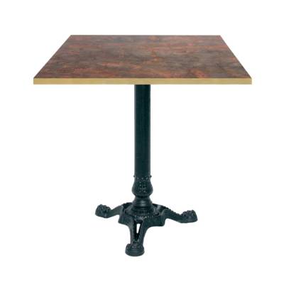 Table pied noir 70x70cm rouille underground chants laiton - intérieur - RestooTab