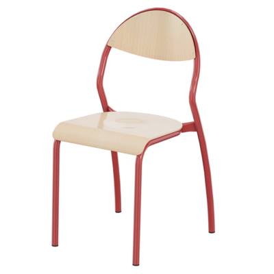 Chaise NUAGE assise et dossier bois Blueprotech® piètement époxy - T6 - Rouge RAL 3000 - Mobidecor