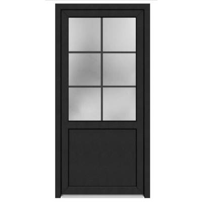 Porte de service PB PVC BIZERTE gris anthracite 7016 dormant 60 mm avec tapées pour isolation 100 mm - 200 x 90 cm - Gedimat - EUROPEN
