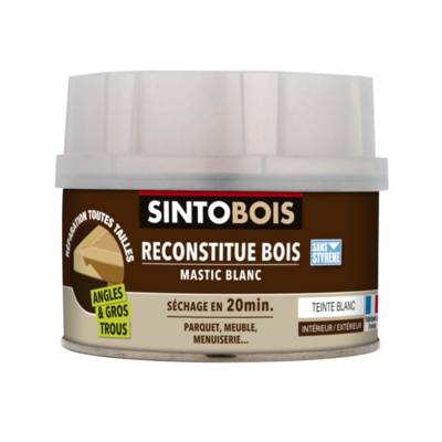 Mastic à bois avec durcisseur angles/gros trous blanc 500ml - SINTO - 139791 - SINTO SA