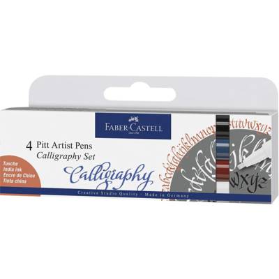 Pitt Artist Pen Lot de 4 stylos à encre de calligraphie Multicolore 2,5 mm