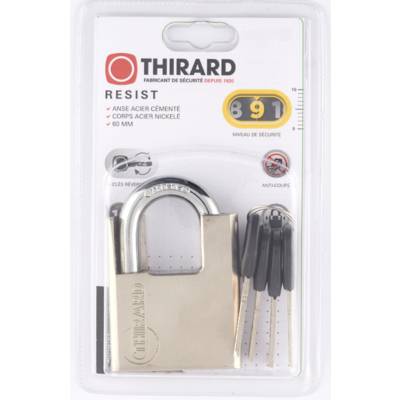 Cadenas QUADRA 60mm anse acier cémenté nickelé 4 clés - Gedimat - THIRARD