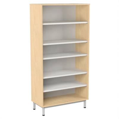 Bibliothèque BIP BOP mélaminé piètement époxy- L90xP43xH180 cm - Hêtre miel / gris alu RAL 9006 - Mobidecor