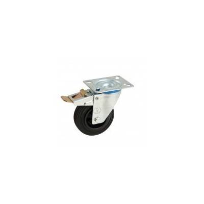 Roulette AVL pivotante frein platine caoutchouc noir Ø 80 - 508841O - Maxoutil