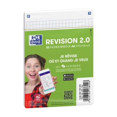 Paquet de 32 Fiches Bristol revision 2.0 Non Perforées 105x148 mm A5 Q5/5 blanc