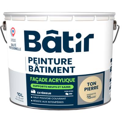 Peinture de façade pour support sain ton pierre - pot de 10 l - Gedimat - BATIR
