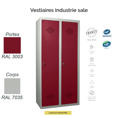 Vestiaire industrie sale 2 cases - Séparation vêtements propres/sales