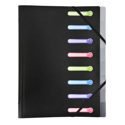 Trieur polypropylène 3 rabats 8 compartiments OPAK Noir