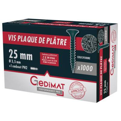 Vis TTPC 25 x 3,5 mm - boîte de 1000 pièces - Gedimat - GEDIMAT PERFORMANCE PRO