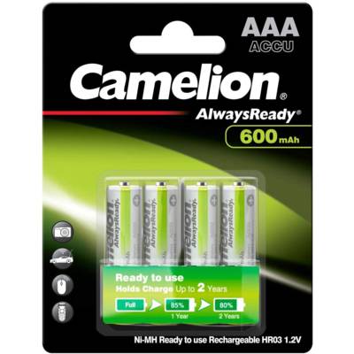 Pack de 4 piles rechargeables AlwaysReady Micro AAA 600mA