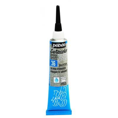 Tube 20ml Peinture Tissu Setacolor 3D Effet Pailleté Poudre D'argent