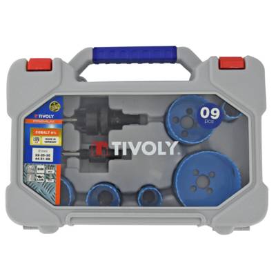 Mallette de 9 pièces TIVOLY  6 scies cloches bi-métal cobalt 8% Ø 22 à 68mm + 2 pilotes + 1 clé Allen - XT505270001 - Maxoutil