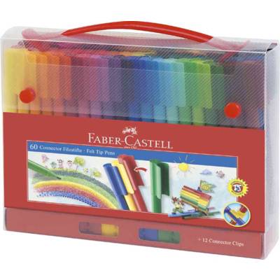 Coffret de 60 Stylos feutre CONNECTOR PEN couleurs assorties - FABER-CASTELL