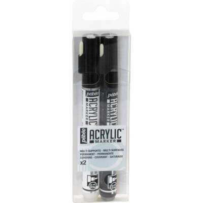 Set de 2 Acrylic Marker Noir Et Blanc Pointe Ronde 1,2 Mm - PÉBÉO